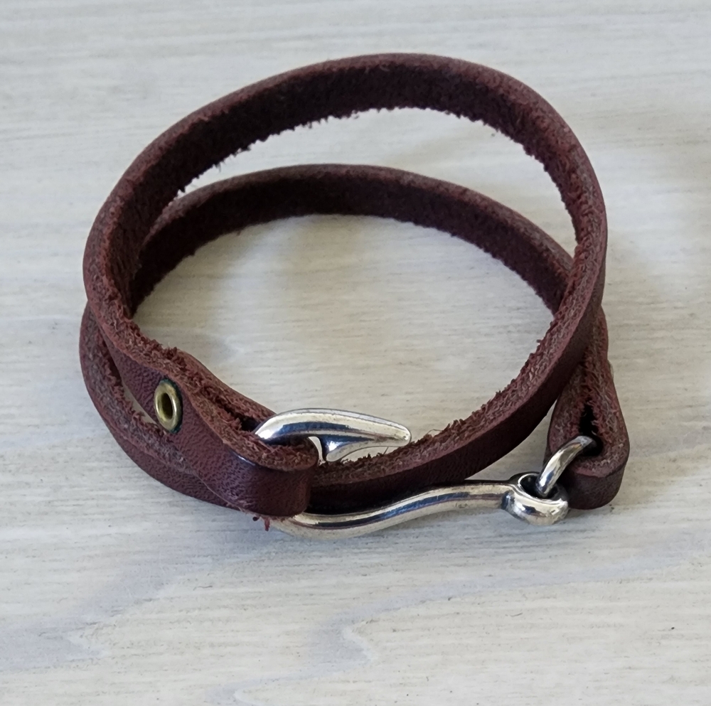 James Avery Brown Leather Bracelet with Silver Hook